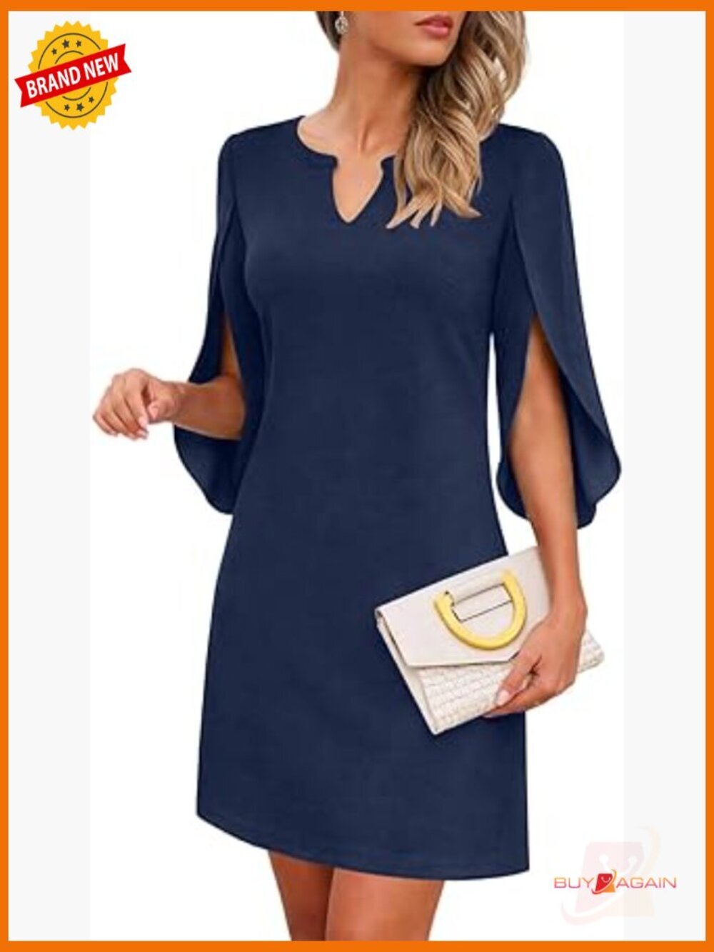 Flutter Sleeve V-Neck A-Line Cocktail Dress for Wedding Guest Party
